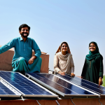 Solar Panel Installation**

"A family-friendly scene showcasing a modern Pakistani home with solar panels installed on the roof, fully clothed family members smiling in the foreground, sunny day, clear blue sky, safe for work, appropriate content, fully clothed, professional photography, perfect anatomy, natural proportions, modest and energy-efficient design, promoting sustainable living in Pakistan."

**