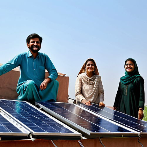 Home 20 Solar Panel Installation**
"A family-friendly scene showcasing a modern Pakistani home with solar panels installed on the roof, fully clothed family members smiling in the foreground, sunny day, clear blue sky, safe for work, appropriate content, fully clothed, professional photography, perfect anatomy, natural proportions, modest and energy-efficient design, promoting sustainable living in Pakistan."
**